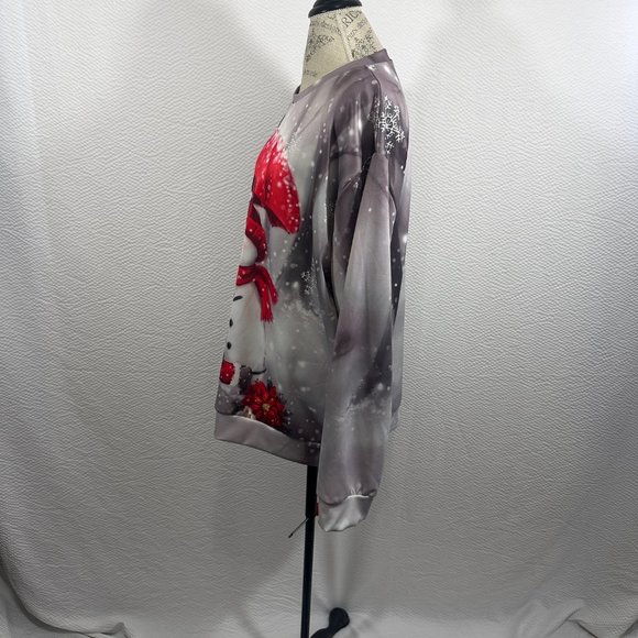 Christmas Snowman Couple Snowscape Graphic 3D Print Crew Neck Sweatshirt 3XL - Picture 3 of 6